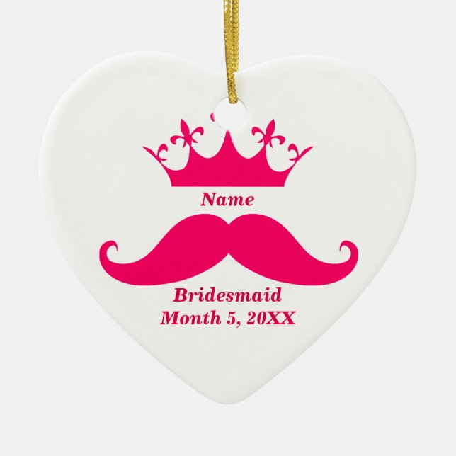 Ornamento Cardíaco de Bridesmaid Rosa Tiara e Must (Frente)
