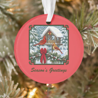 Ornamento Cardinals Bird Feeder & Christmas Garland Season