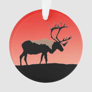 Ornamento Caribou no Sunset - Arte Original da Vida Selvagem