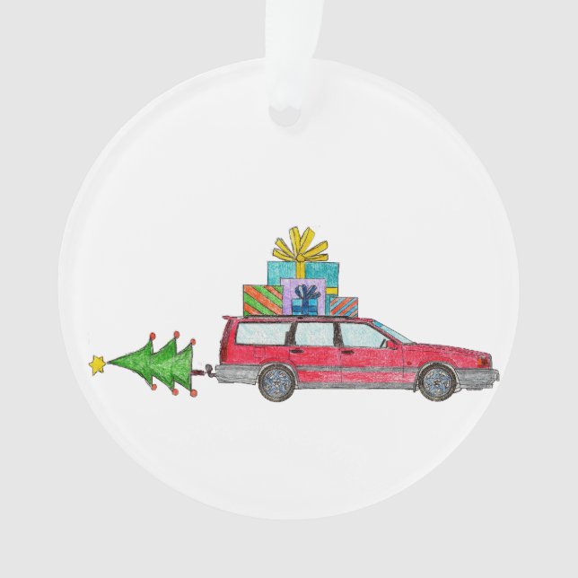 Ornamento Carro de Natal com presentes (Frente)