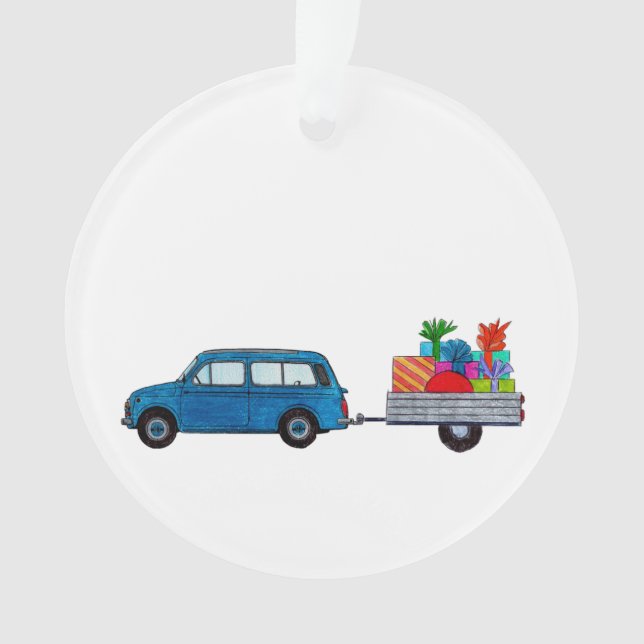 Ornamento Carro de Natal com presentes (Frente)