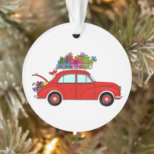 Ornamento Carro Vermelho com presentes de Natal (Árvore)