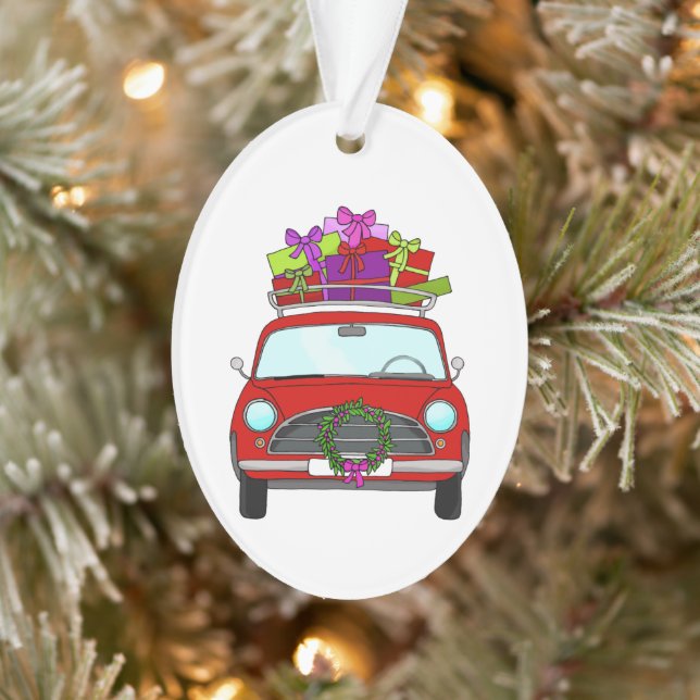 Ornamento Carro Vermelho com presentes de Natal (Árvore)