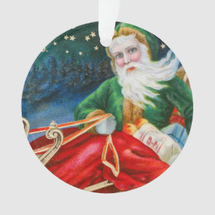 Ornamento Cartão postal de Natal vintage retrô Papai Noel
