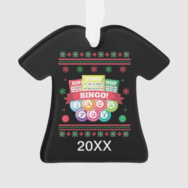 Ornamento Cartões do Jackpot Bingo Personalizados Sugly Xmas (Frente)