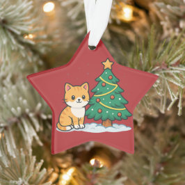 Ornamento Cartoon Cat by Christmas Tree Snowy Sticker