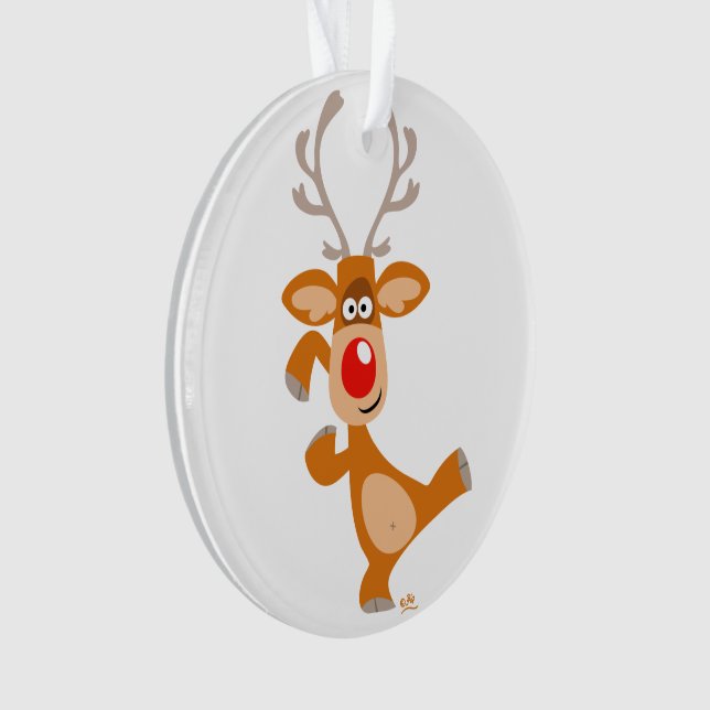 Ornamento Cartoon de dança cômoda Reindeer acrílico ornament (Frente)