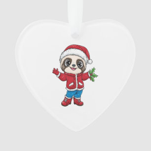 Ornamento Cartoon Sloth Vestindo Natal