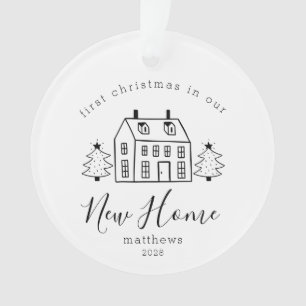 Ornamento Casa russa e Árvores Primeiro Natal Nova Casa