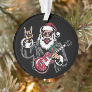 Ornamento Casaco de couro de guitarra Santa Rock Natal Xmas
