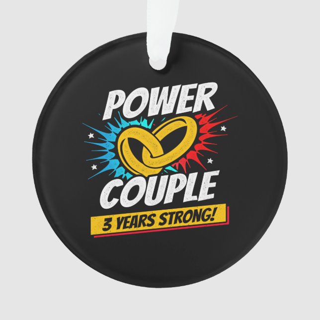 Ornamento Casal casado 3 anos - 3° aniversário de casamento (Frente)