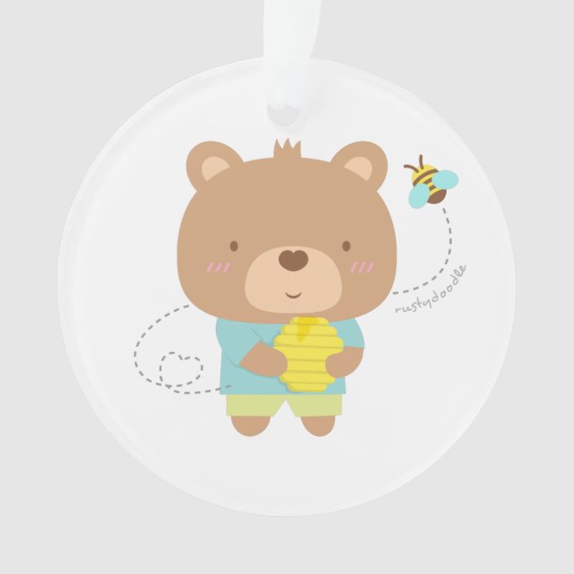 Ornamento Casal Engraçado Urso Macho e Abelha Fofa (Frente)
