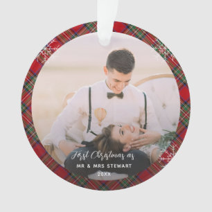 Ornamento Casal Primeiro Natal Stewart Tartan