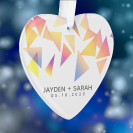 Ornamento Casamento Branco de Confetti Multicolorido Pastel