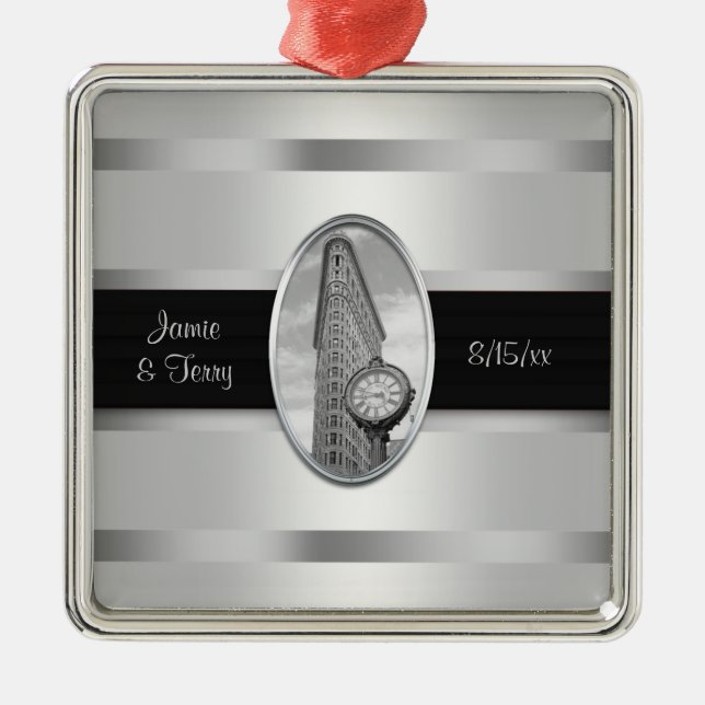 Ornamento Casamento de Prata Branca de Prata BW (Frente)