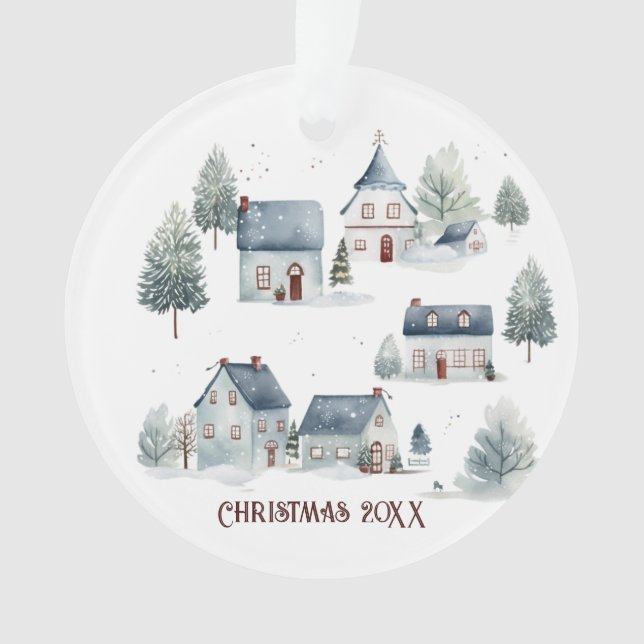 Ornamento Casas de Aquarela de Decores de Natal escandinavos (Frente)