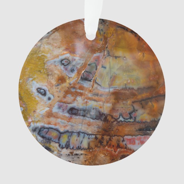 Ornamento Castanho de Madeira Petrificado (Frente)