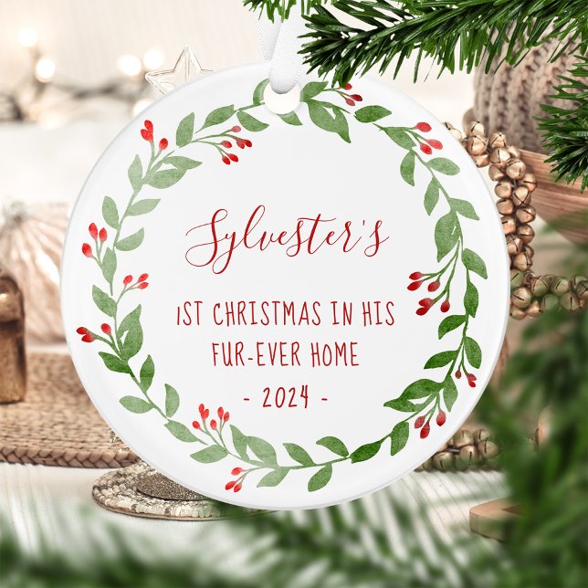 Ornamento Cat Photo 1rua Natal Wreath 2024 (Criador carregado)