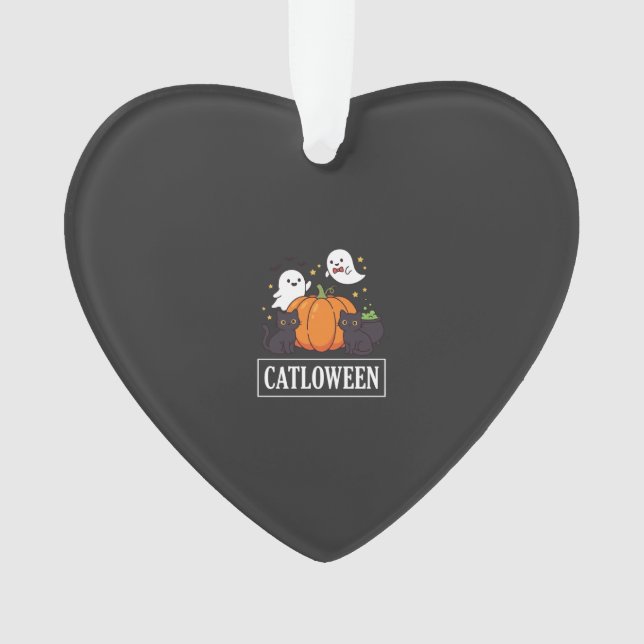Ornamento Catloween Design Divertido de Gato Fantasma de Abó (Frente)