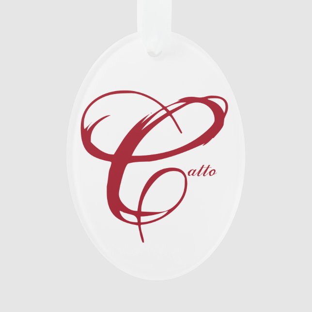 Ornamento "Catto" com suporte vermelho (Frente)