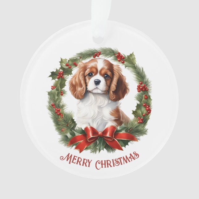 Ornamento Cavalier King Charles Spaniel Nome Natal (Frente)
