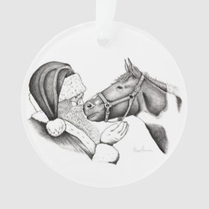 Ornamento Cavalo e Papai Noel do Natal