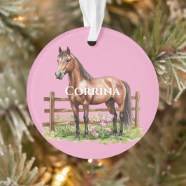 Ornamento Cavalos Marrons Rosa