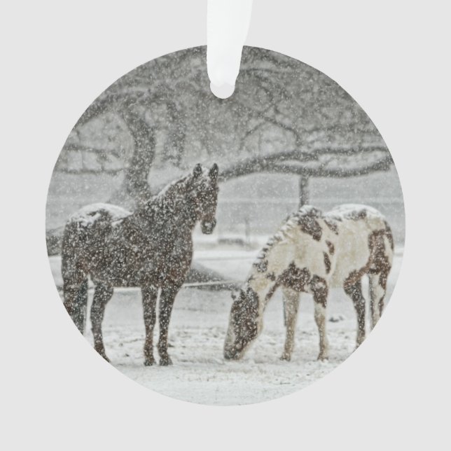 Ornamento Cavalos na neve (Frente)