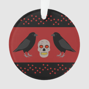 Ornamento Caveira Gótica e o Guardião Ravens Halloween