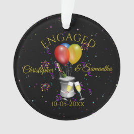 Ornamento Celebração de Noivado Personalizada