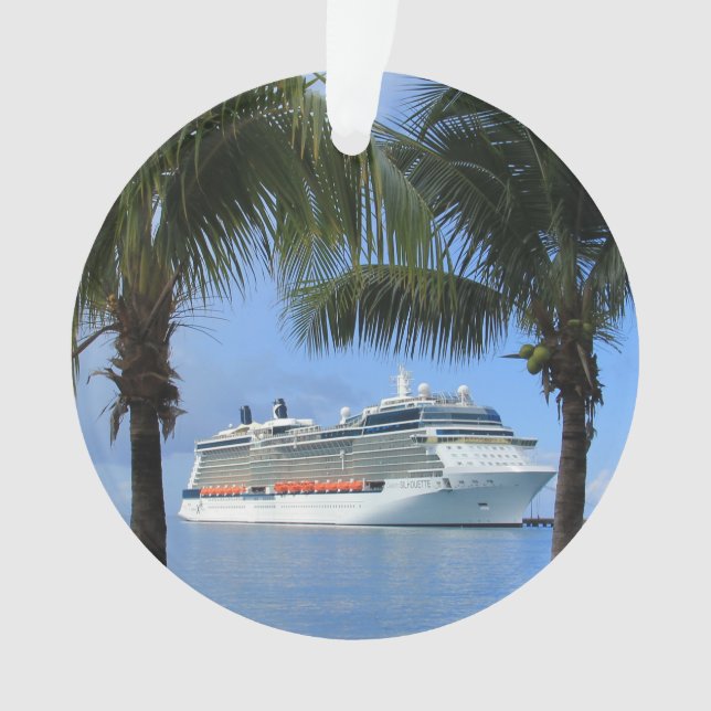 Ornamento Celebração Silhouette Cruise até Paraíso Floco de  (Frente)
