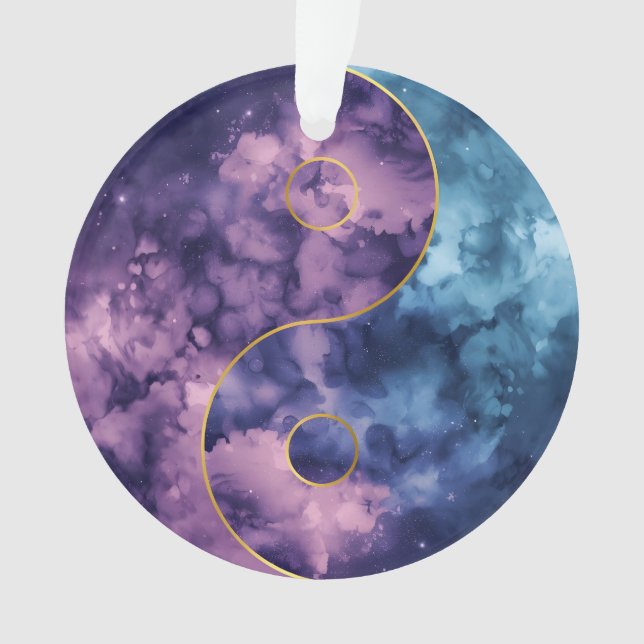 Ornamento Celestial Harmony: Watercolor Nebula Yin Yang (Frente)