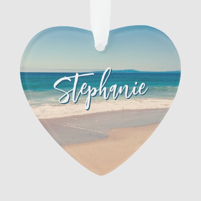 Ornamento Cena Azul Personalizada do Oceano de Fotografia de (Frente)