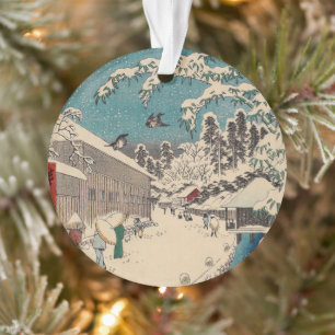 Ornamento Cena de inverno de Hiroshige Japão ukiyo-e antiga