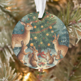 Ornamento Cena de Natal com Animais da Floresta