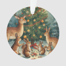 Ornamento Cena de Natal com Animais da Floresta