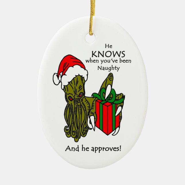 Ornamento Cerâmico Cthulhu de Natal (Frente)
