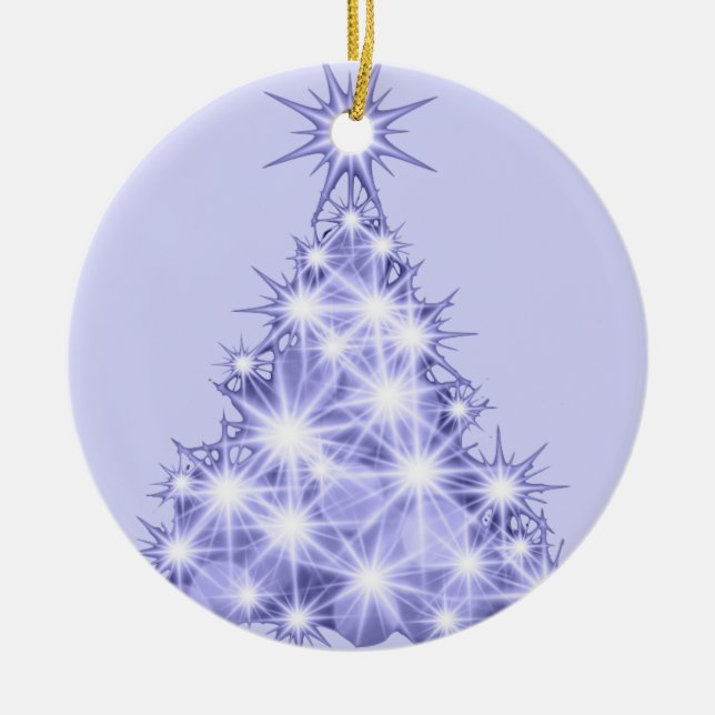 Ornamento cerâmico da Árvore de Natal lavanda (Frente)