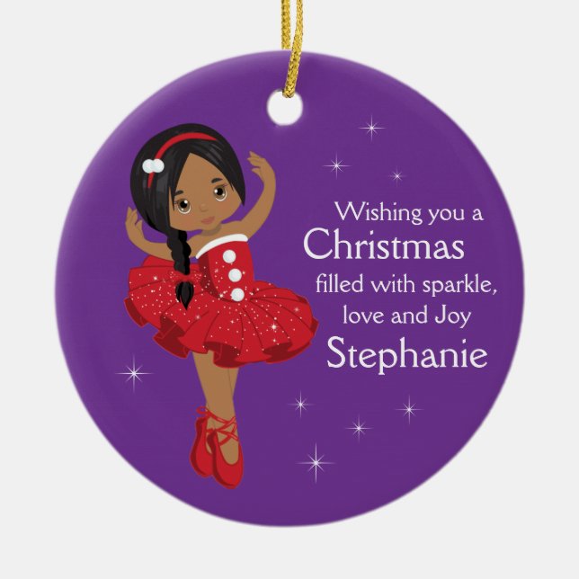 Ornamento cerâmico da Ballerina de Natal multicult (Frente)