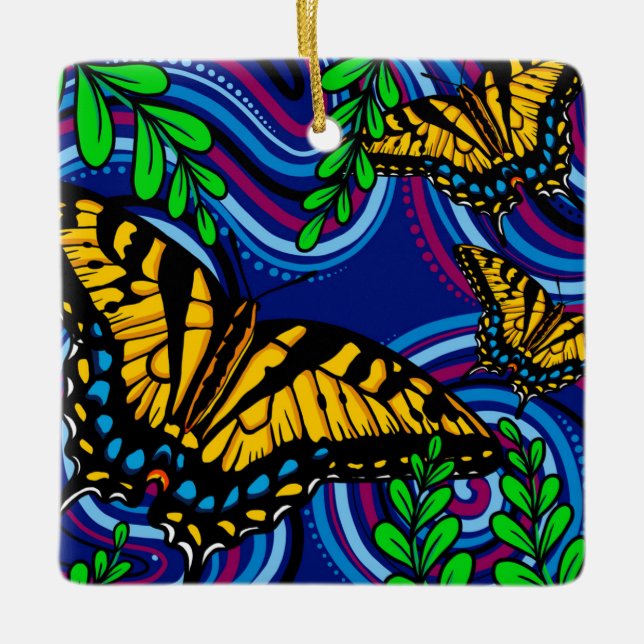 Ornamento cerâmico da borboleta amarela (Frente)