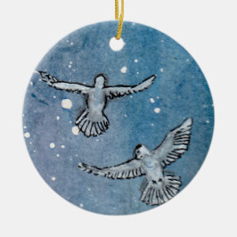 Ornamento cerâmico das pombas