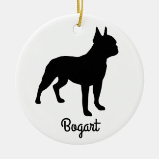 Ornamento Cerâmico de Boston Terrier Silhouette