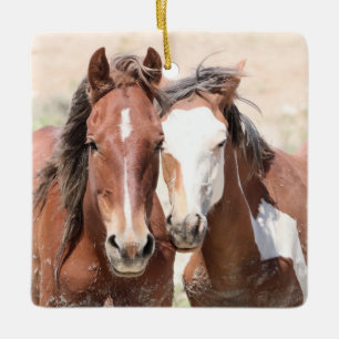Ornamento Cerâmico de Cavalos Selvagens de Lava-Ar