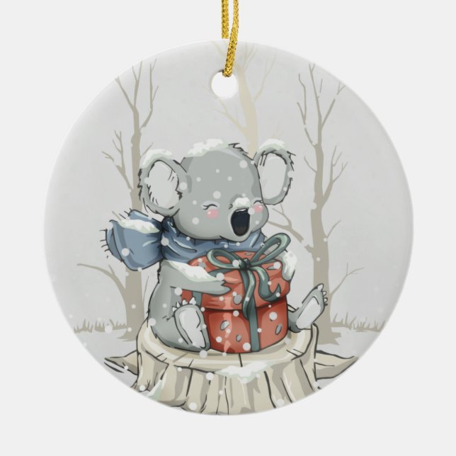 Ornamento Cerâmico De Cinza Leve Cute Koala Snowfa (Frente)