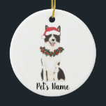 Ornamento Cerâmico de Collie de Borda Personalizad<br><div class="desc">Faça a lista legal este ano com um ornamento personalizado do seu elfo favorito!</div>