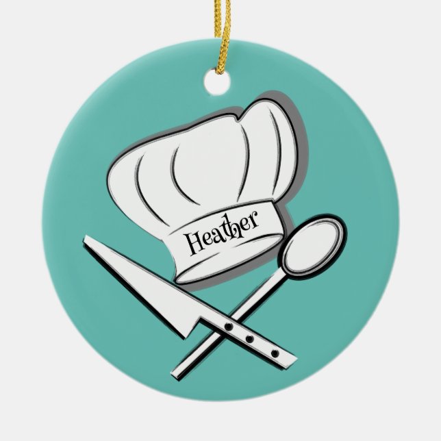 Ornamento cerâmico de Design de chef (Frente)