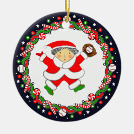 Ornamento Cerâmico de Feriado de Baseball