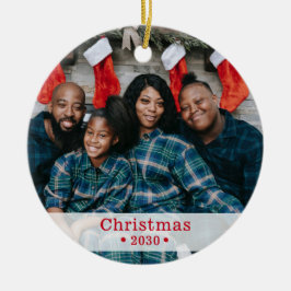 Ornamento Cerâmico de Feriado de Fotos da Família 