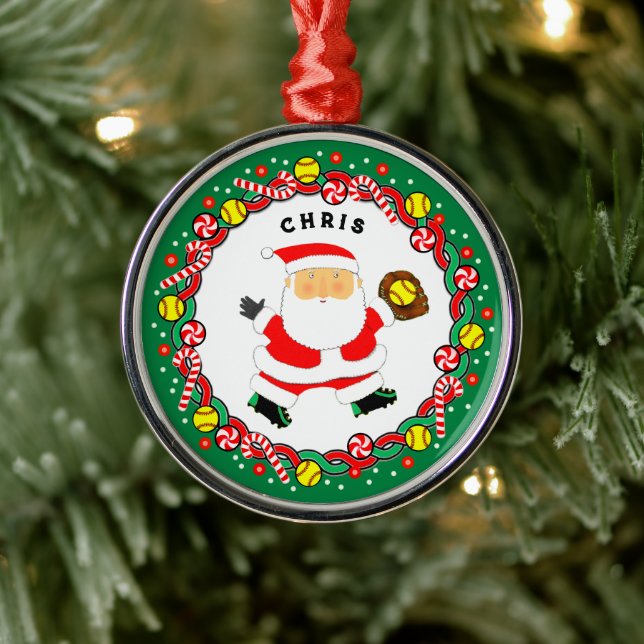 Ornamento Cerâmico de Feriado de Softball (Árvore)