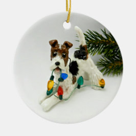 Ornamento cerâmico de fios Fox Terrier Dog
